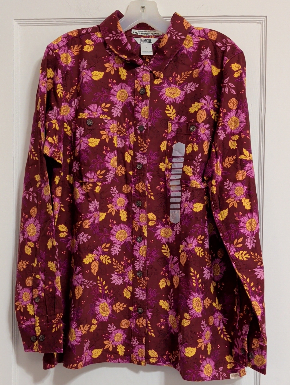 Duluth Legendary Movement Free Swingin' Flannel Shirt Floral Women's Large NWT